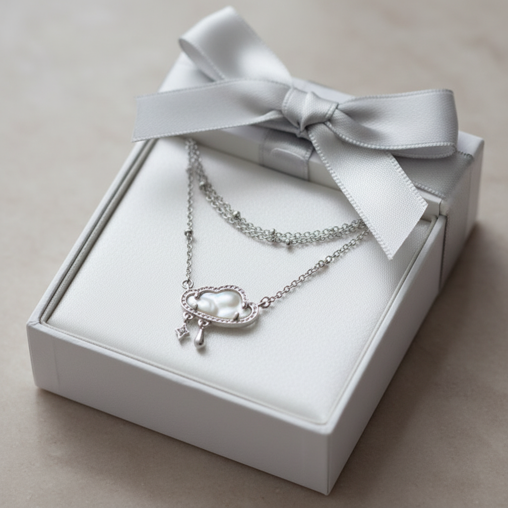 Kendra Scott Celeste Cloud Necklace - white satin gift box