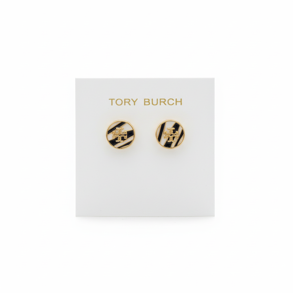 Tory Burch Kira Enamel Circle Stud Earrings clean product shot