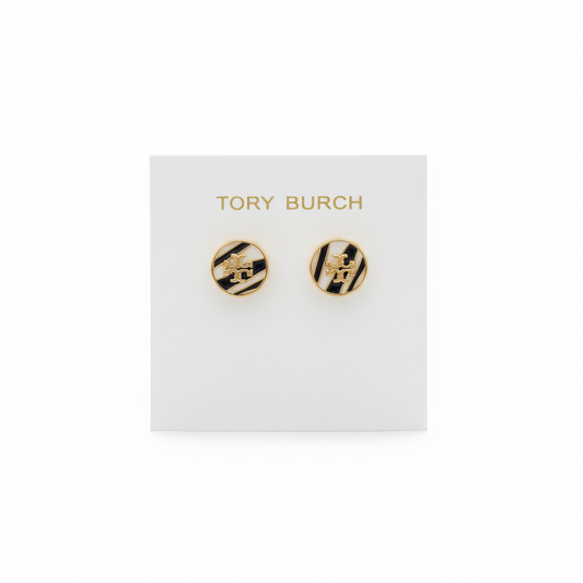Tory Burch Kira Enamel Circle Stud Earrings clean product shot