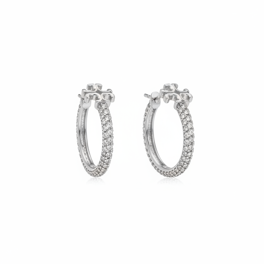 Tory Burch Icon Hoop Earrings - white background