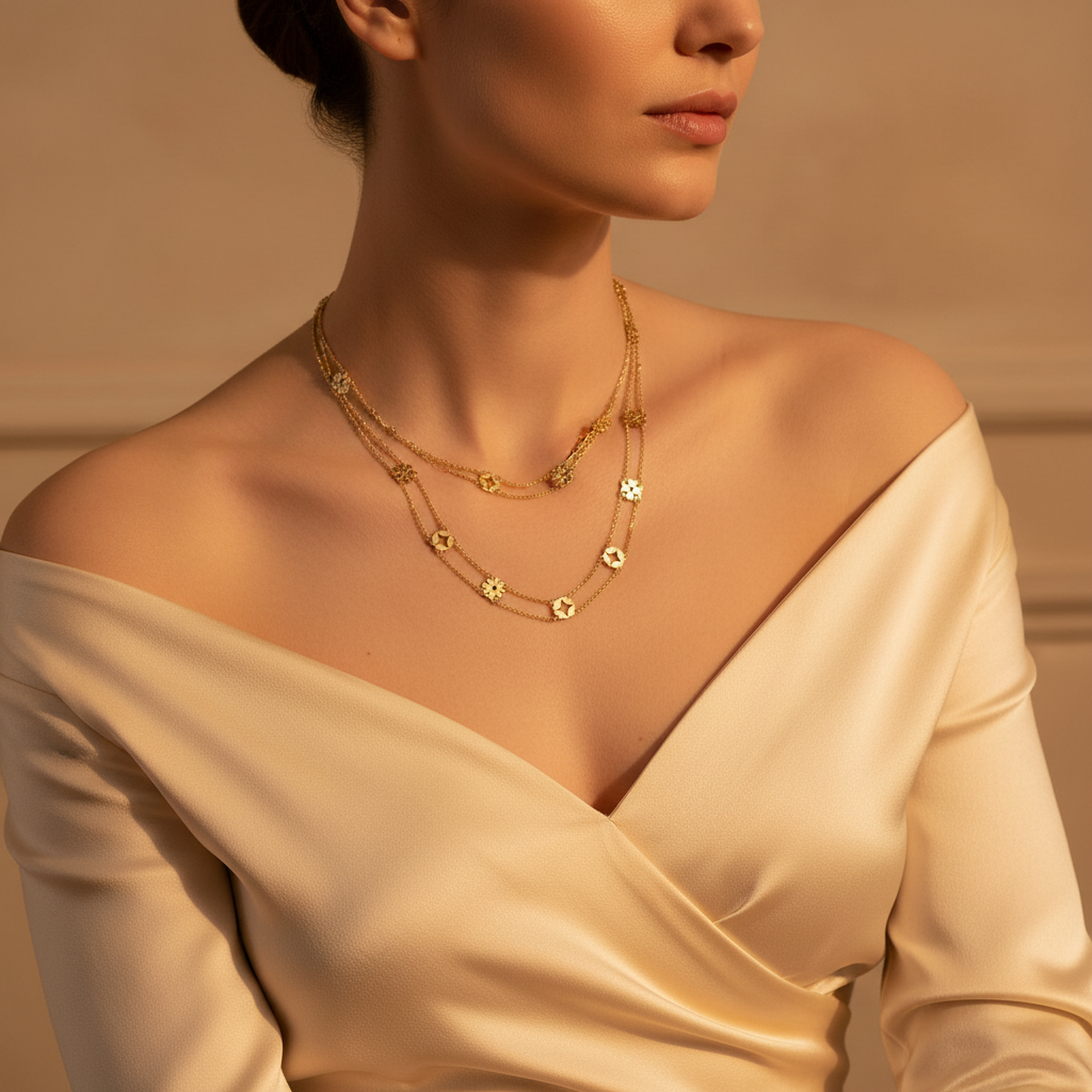 Tory Burch Double-Chain Layer Charm Necklace - Worn on Model