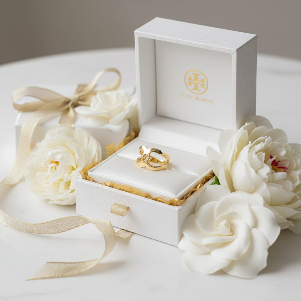 Tory Burch Gemini Link Band Ring Gold - luxury gift box