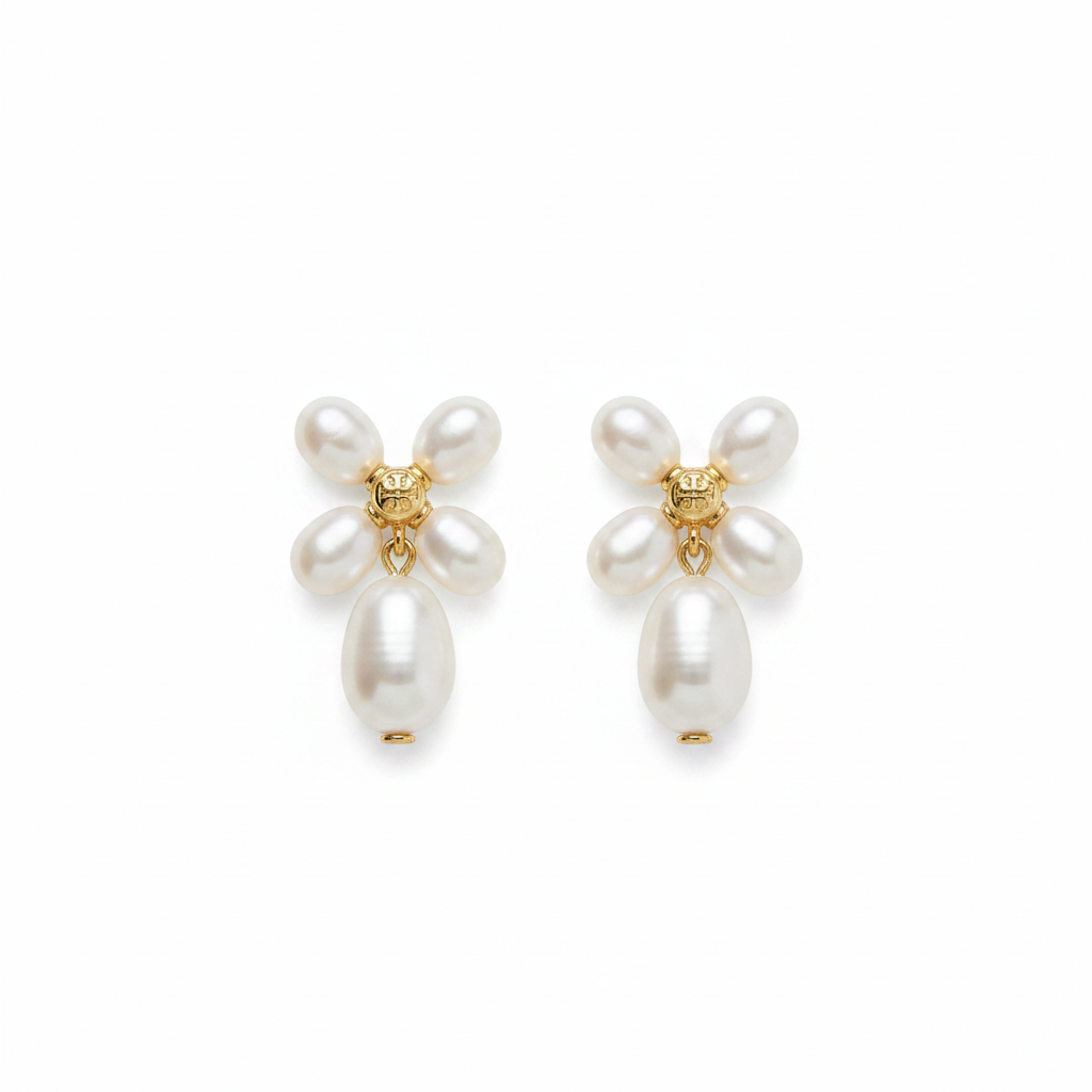 Tory Burch Star Cultured Freshwater Pearl Drop Earrings