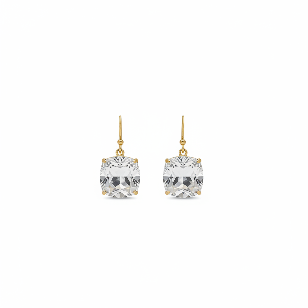 Tory Burch Crystal Cushion Cut Drop Earrings