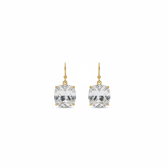 Tory Burch Crystal Cushion Cut Drop Earrings
