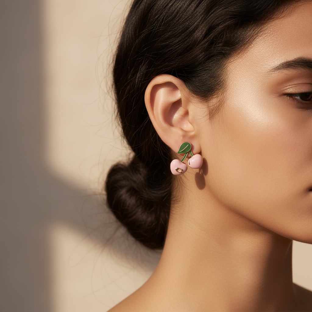 Coach Cherry Stud Earrings - lifestyle on ear