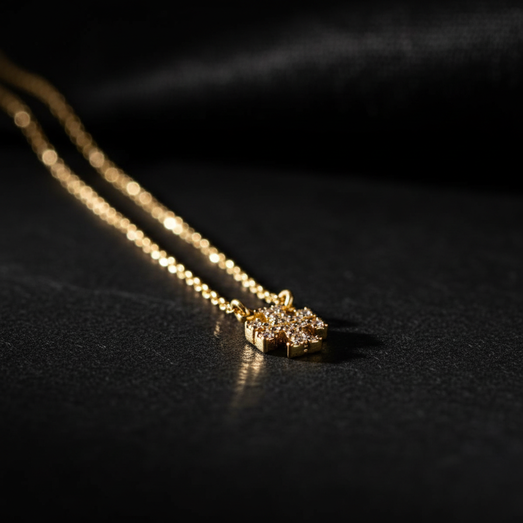 Tory Burch Kira Pavé Logo Delicate Necklace - Macro Crystal Detail