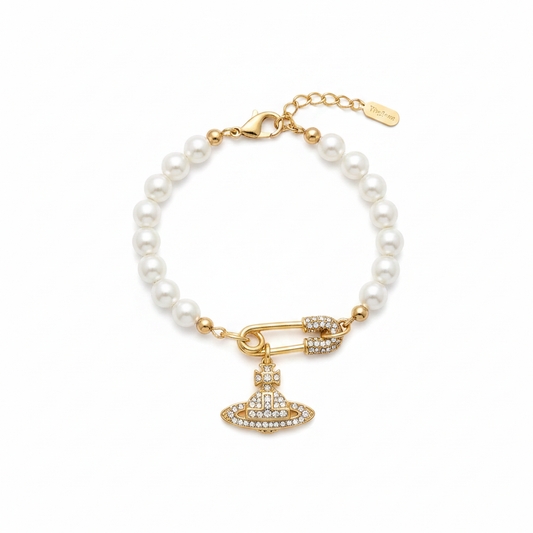 Vivienne Westwood Lucrece Gold Pearl Bracelet - clean product shot