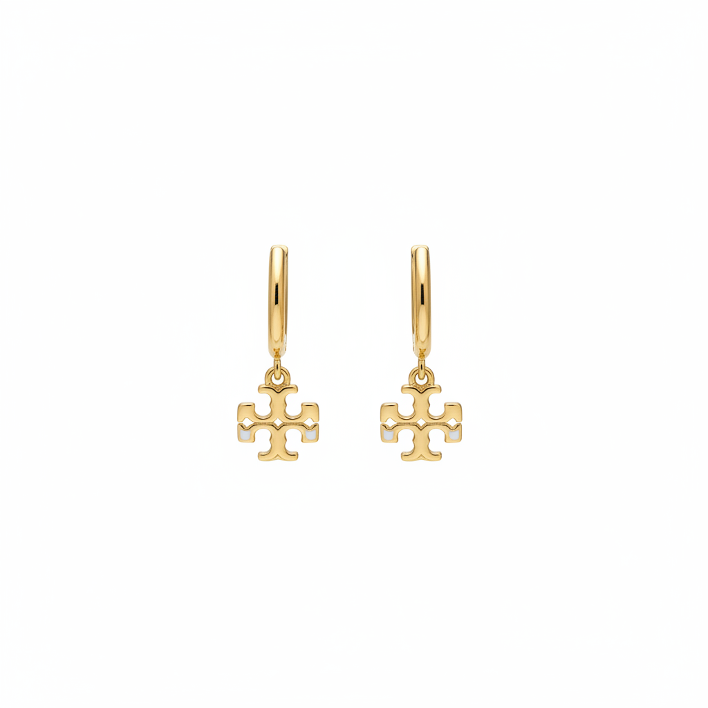 Tory Burch Mini Logo Drop Hoop Earrings