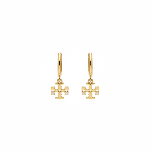 Tory Burch Mini Logo Drop Hoop Earrings