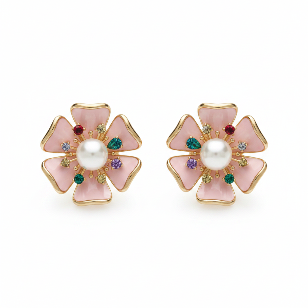 Kate Spade Bloom in Color Flower Statement Stud Earrings clean product shot