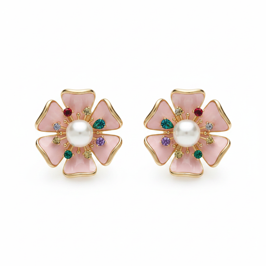 Kate Spade Bloom in Color Flower Statement Stud Earrings clean product shot