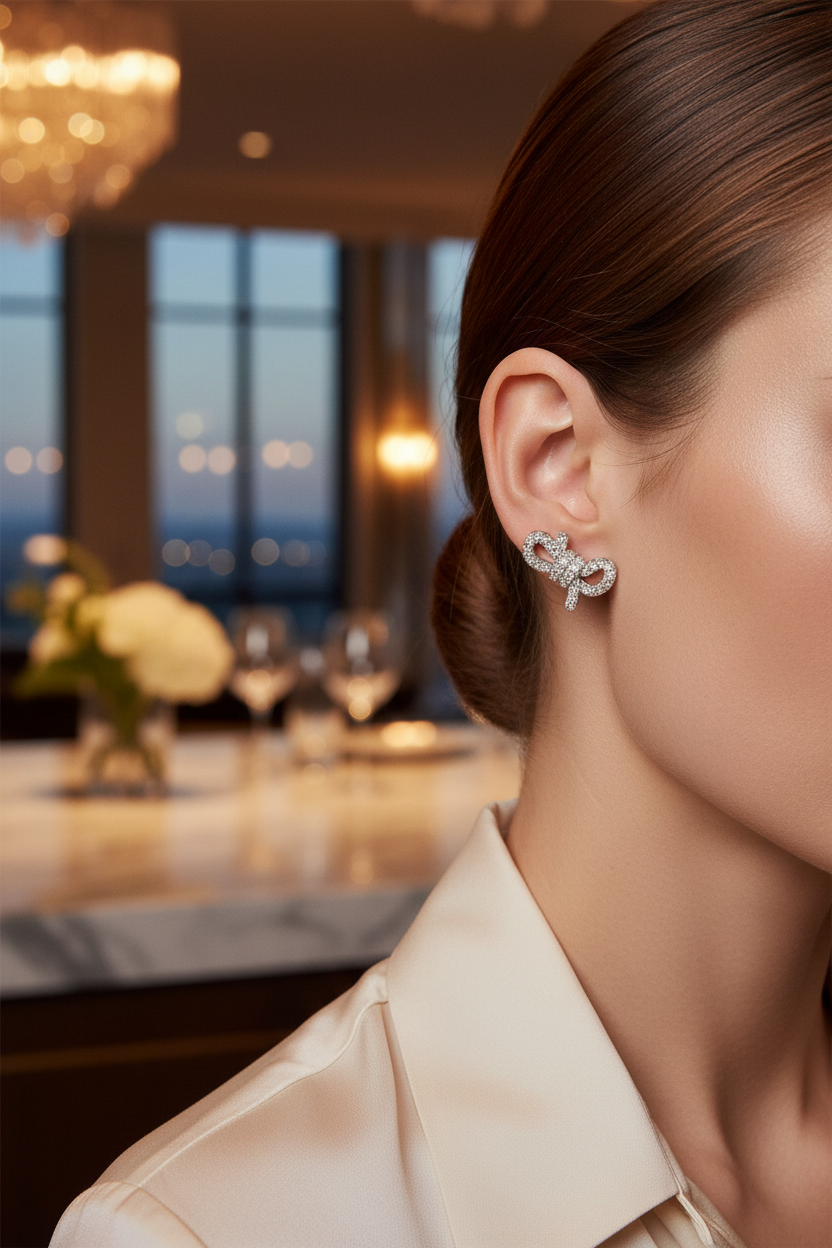 Swarovski Lifelong Stud Earrings - lifestyle bokeh