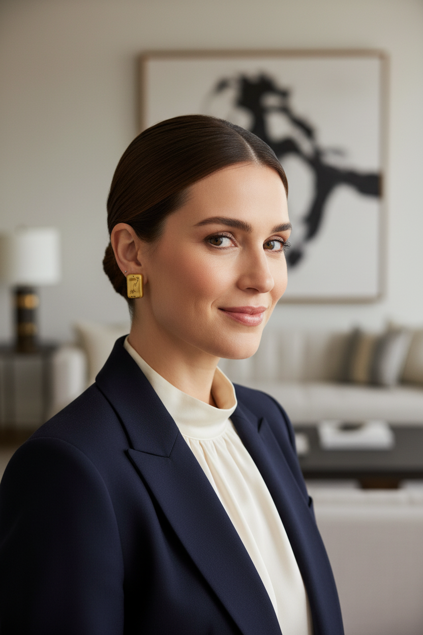 Tory Burch Torsade Chunk Plaque Earrings worn on ear