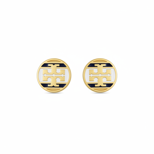 Tory Burch Icon Stripe Enamel Stud Earrings - clean product shot