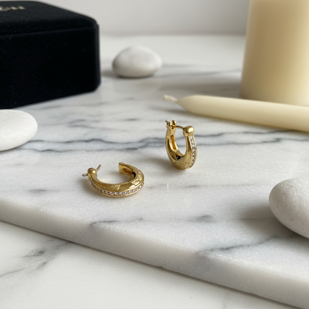 Coach Pave Signature Huggie Earrings - Lifestyle 1
