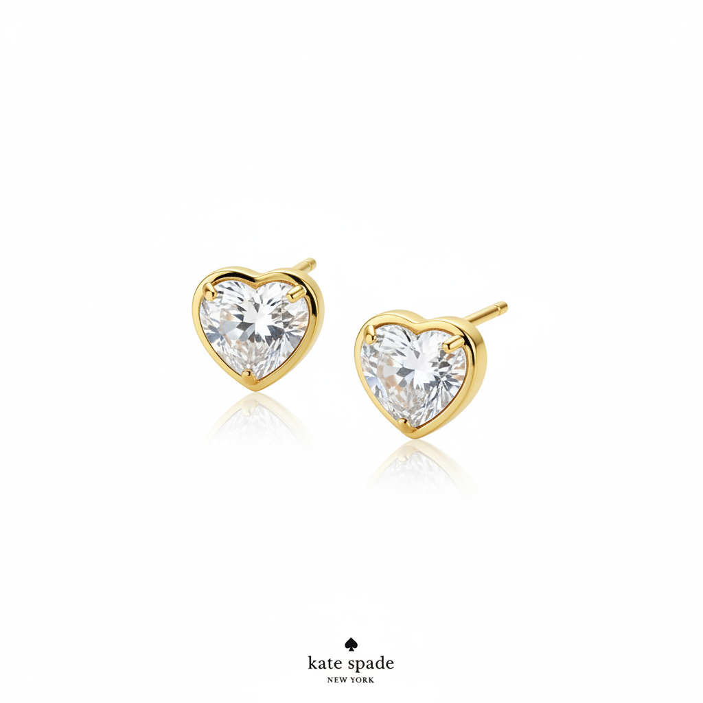Kate Spade My Love Heart Earrings on white background