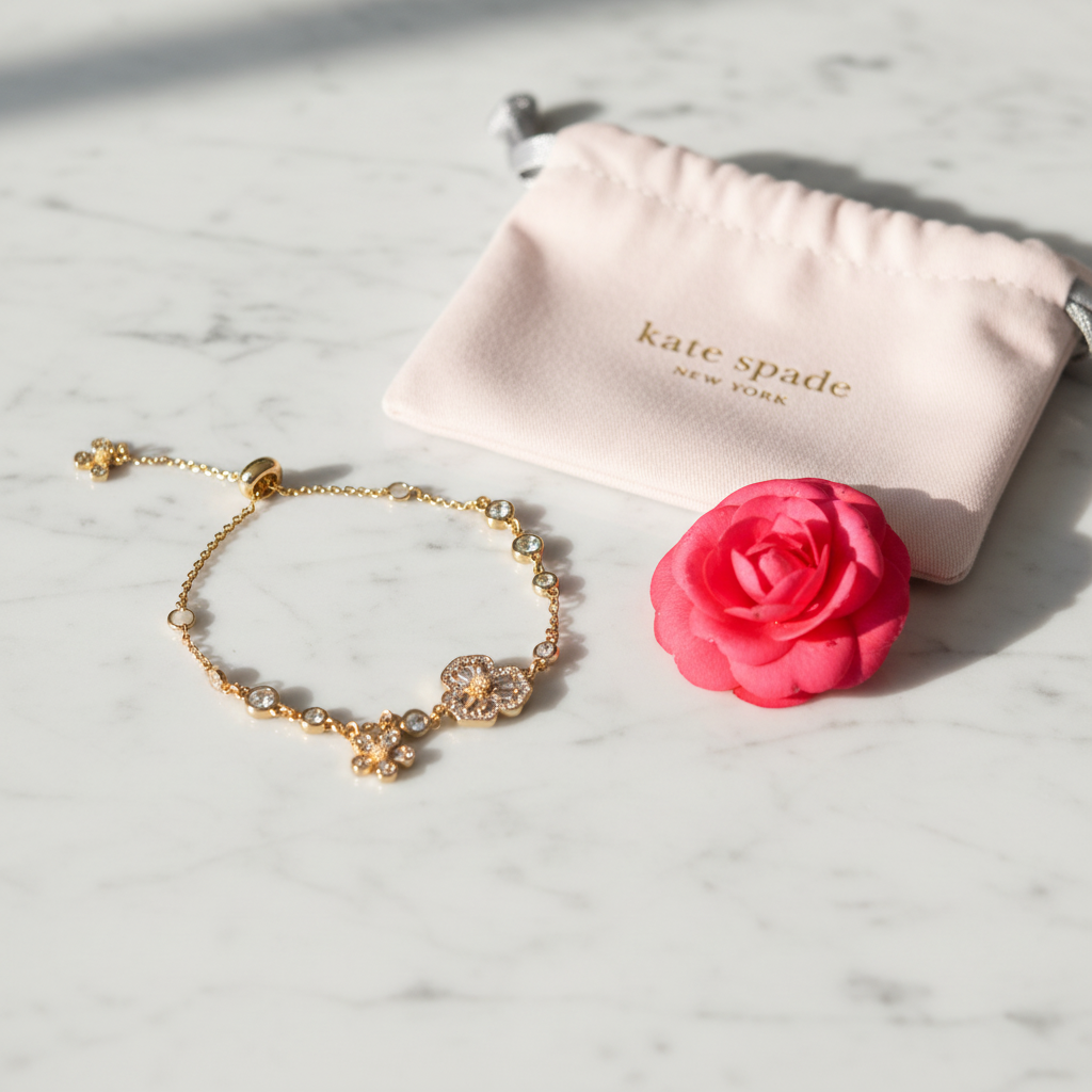 Kate Spade Heritage Bloom Bracelet - White marble with dust bag and flower