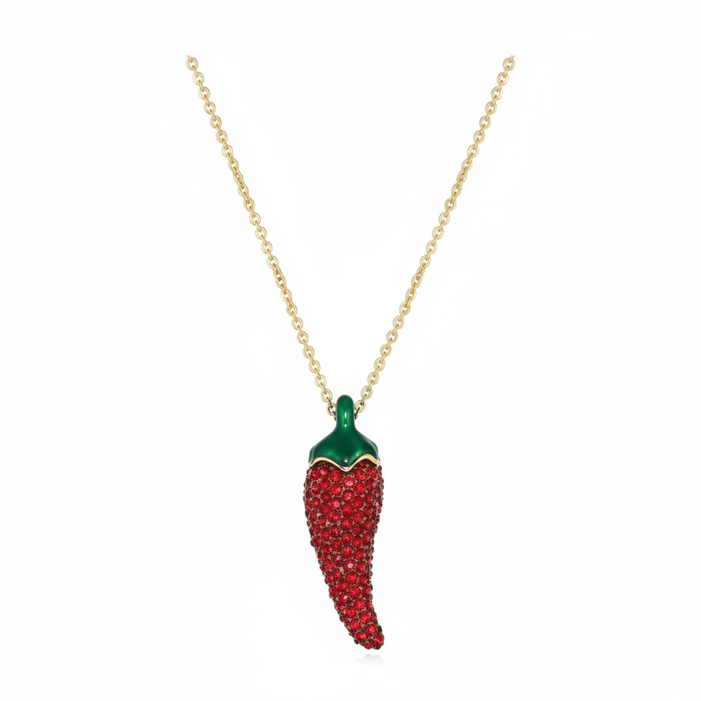 Kate Spade Haute Stuff Chili Pepper Pendant Necklace on white background