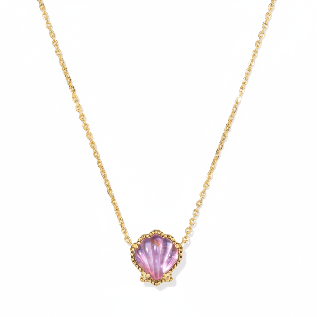 Kendra Scott Brynn Shell Gold Short Necklace in Purple Abalone Illusion - clean product shot