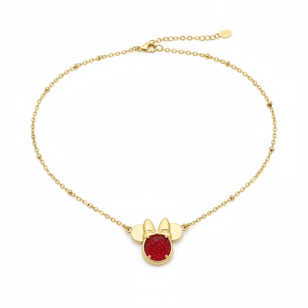 Kendra Scott x Disney Minnie Mouse Pendant Necklace Red Drusy - clean product shot