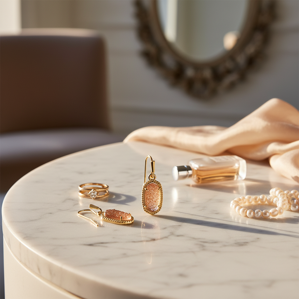 Kendra Scott Lee Drop Earrings in Gold Spice Drusy - marble vanity lifestyle