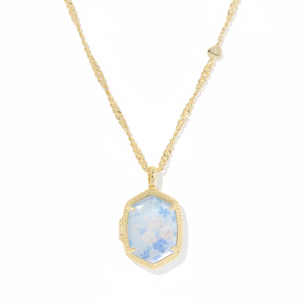 Kendra Scott x LoveShack Fancy Daphne Gold Locket Necklace – clean product shot
