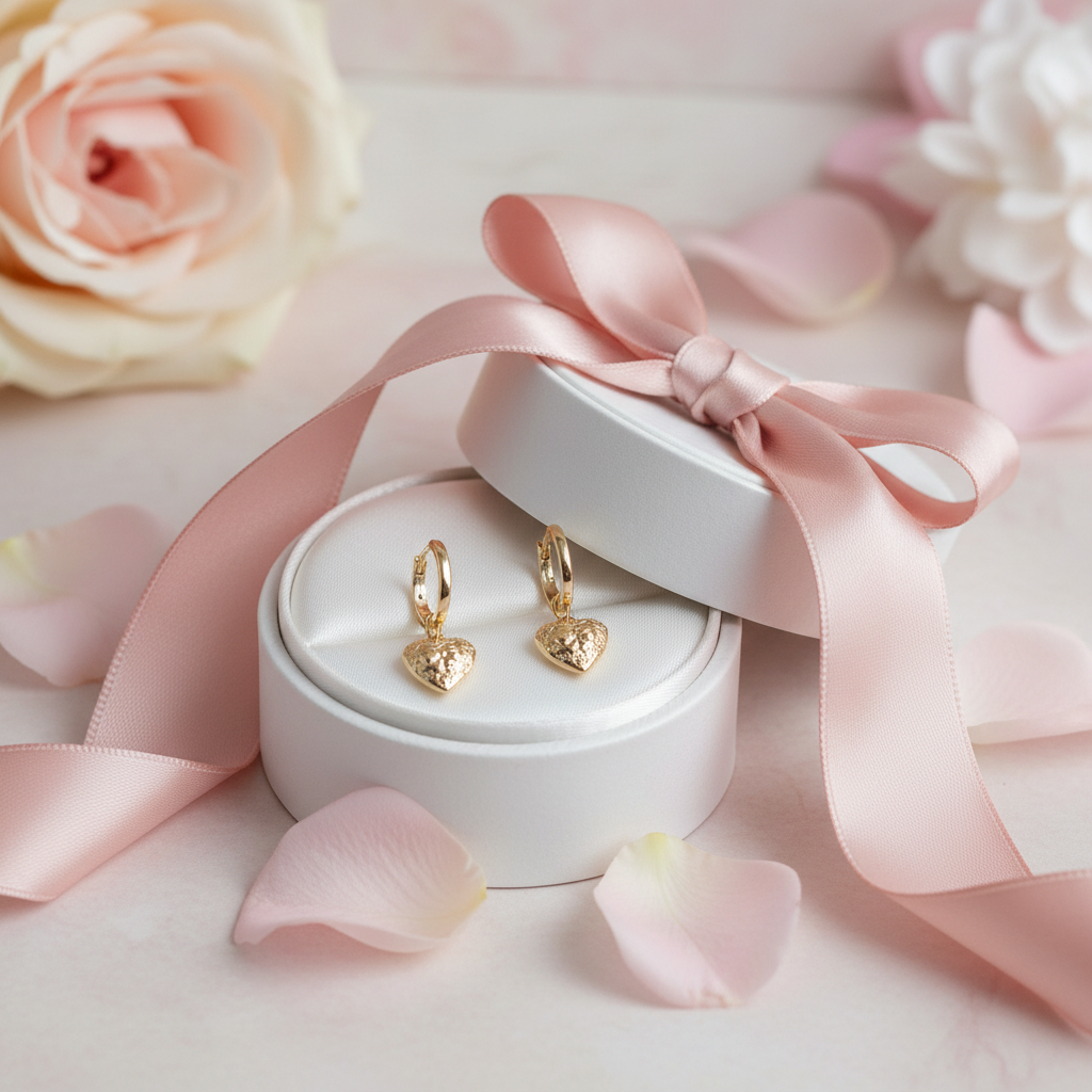 KS x LoveshackFancy Heart Huggies - white satin gift box