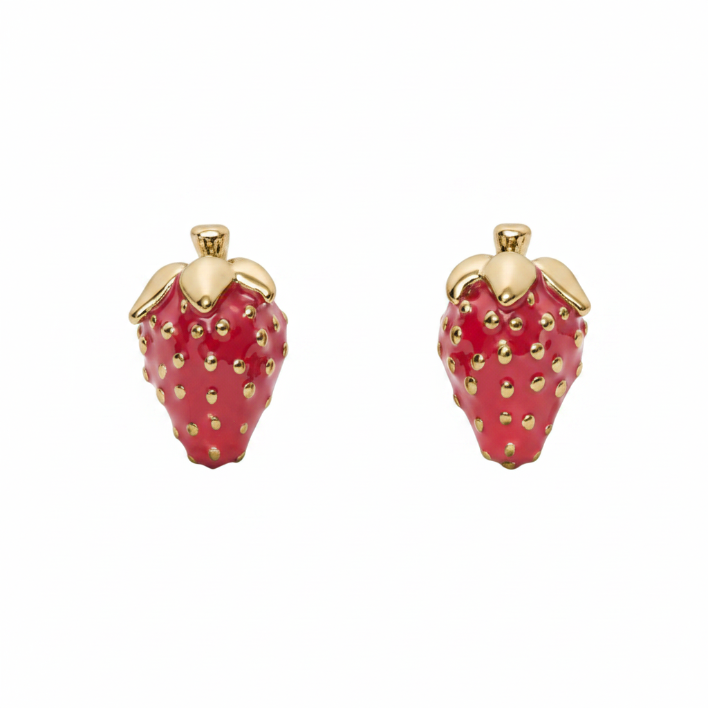 Kate Spade Tutti Fruity Strawberry Stud Earrings - clean product shot