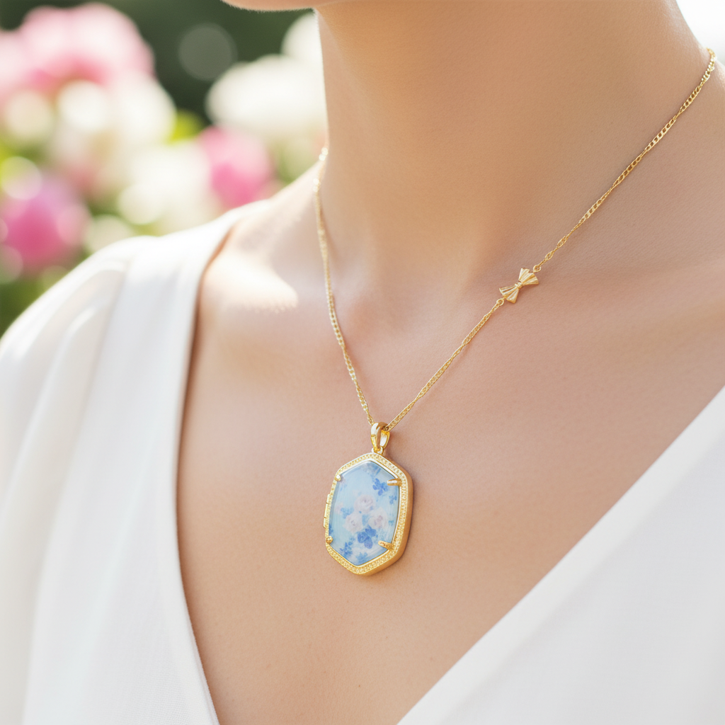 Kendra Scott x LoveShackFancy Whisper Blue Necklace - garden lifestyle
