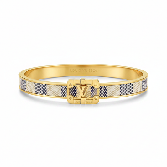 Louis Vuitton Keep it Twice Vintage Damier Azur Gold Bangle 19cm