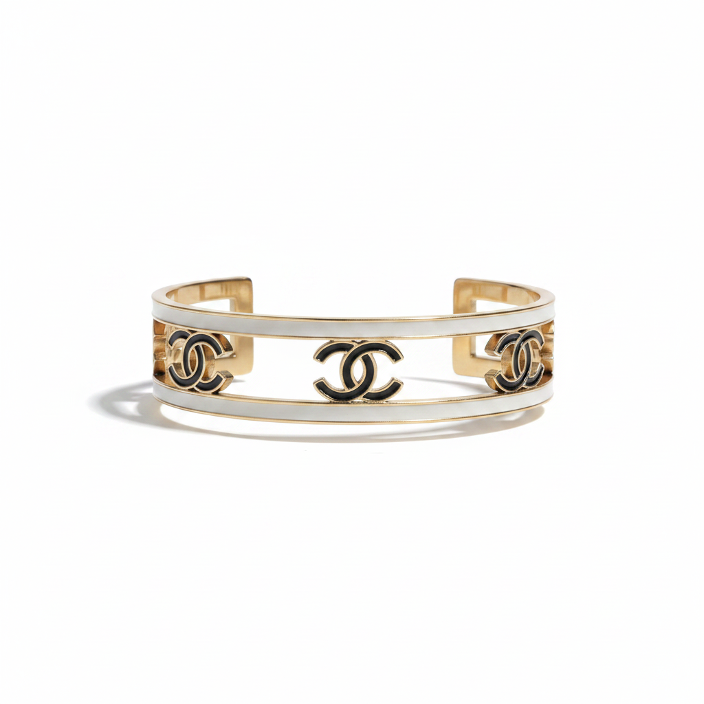 Chanel CC Logo 24C Cruise Collection Cuff Bracelet – clean white background product shot