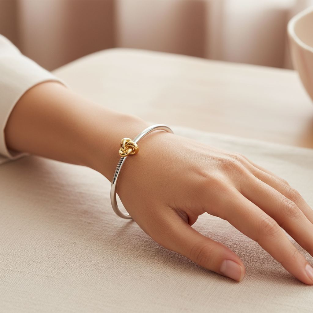 Kate Spade New York Double Knot Hinged Bangle – lifestyle on wrist