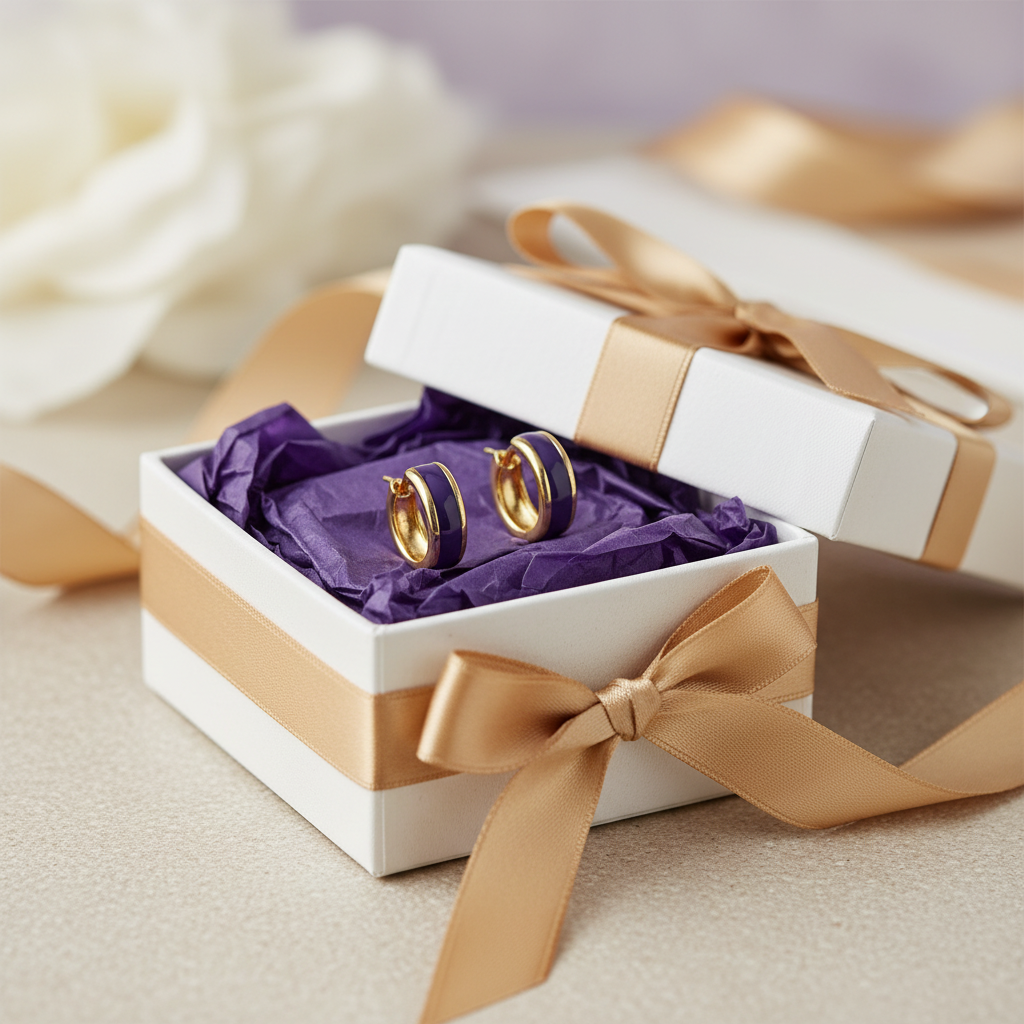 Kendra Scott Ainsley Huggies - white satin gift box
