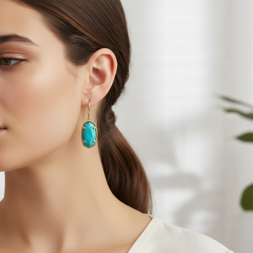 Kendra Scott Lee Drop Earrings in Gold Tone and Turquoise