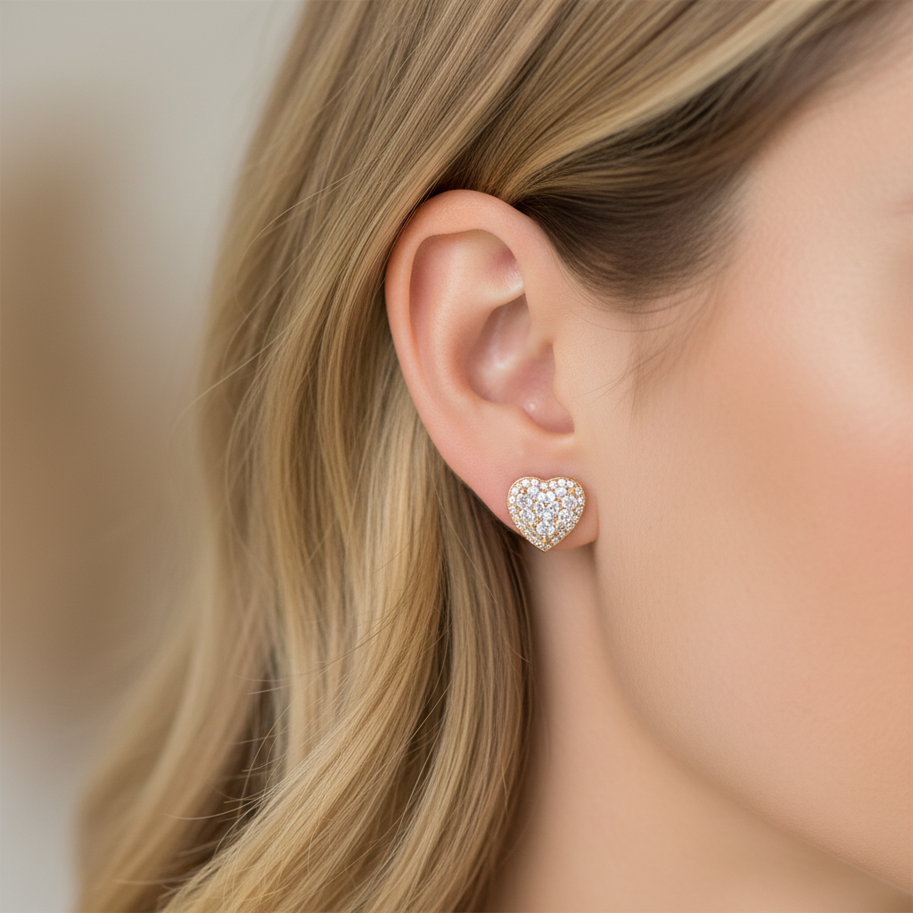 Kate Spade My Love Heart Earrings on-model ear shot