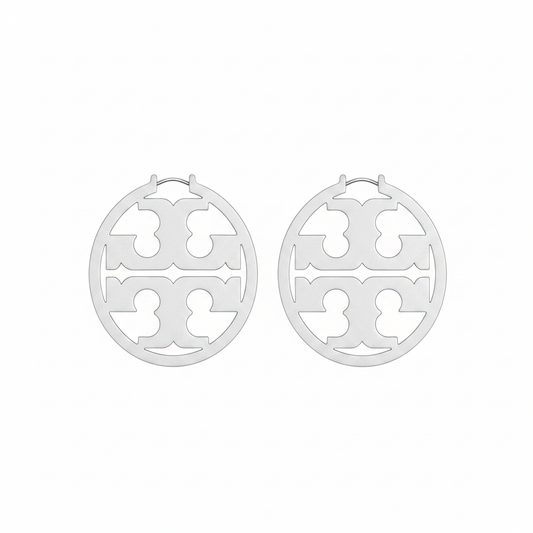 Tory Burch Large Icon Earrings Silver - clean product shot