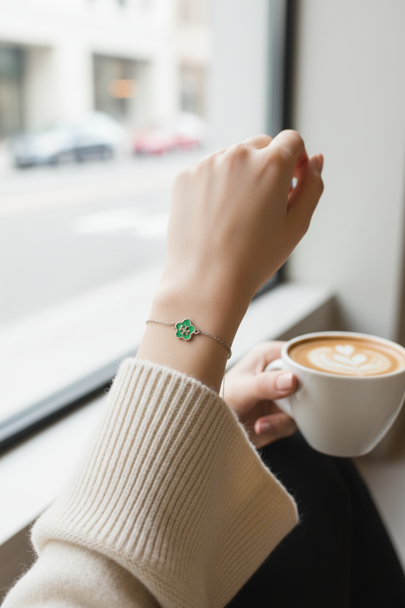 Tory Burch Forget Me Not Bracelet worn on wrist
