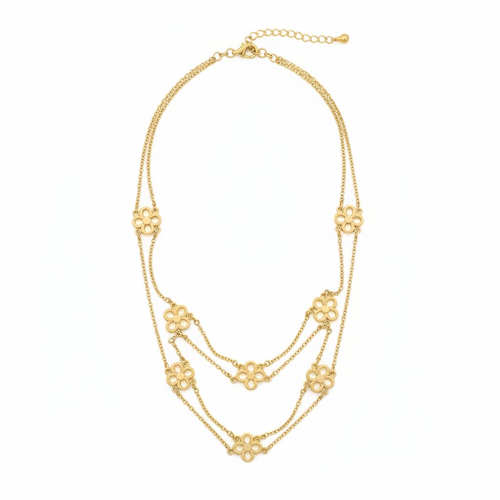 Tory Burch Double-Chain Layer Charm Necklace - Clean Product Shot