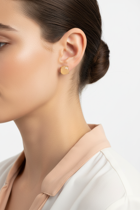 Kate Spade Peach Studs - editorial ear shot