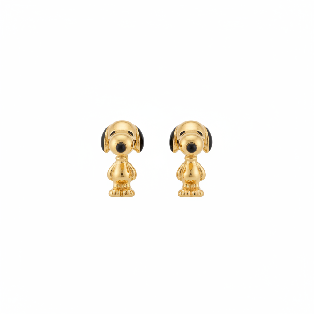 Coach x Peanuts Snoopy Gold Stud Earrings