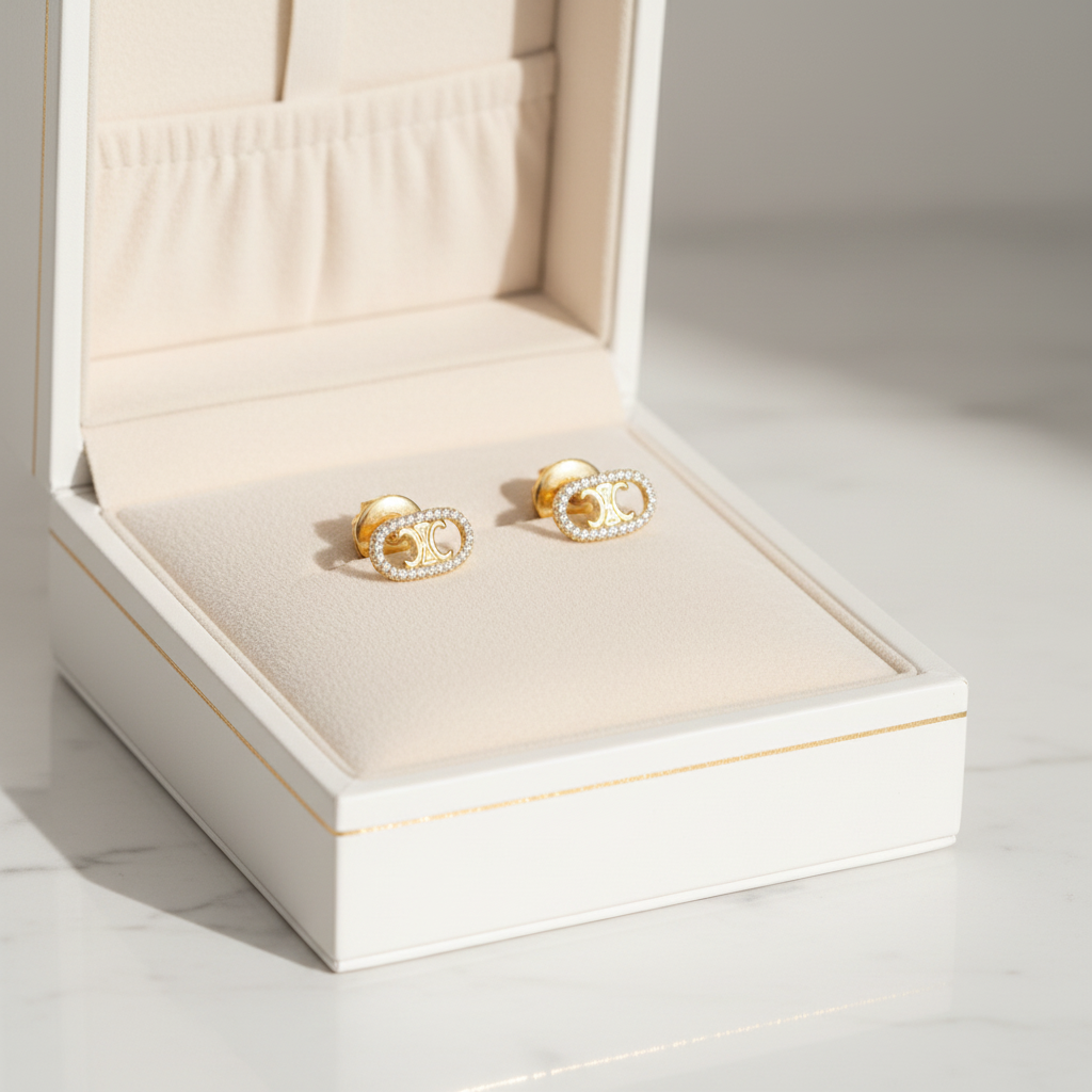 Celine Maillon Triomphe 18kt Gold and Diamond Stud Earrings