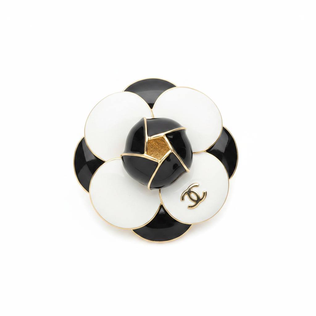 Chanel Camellia Flower Brooch - Clean white background product shot