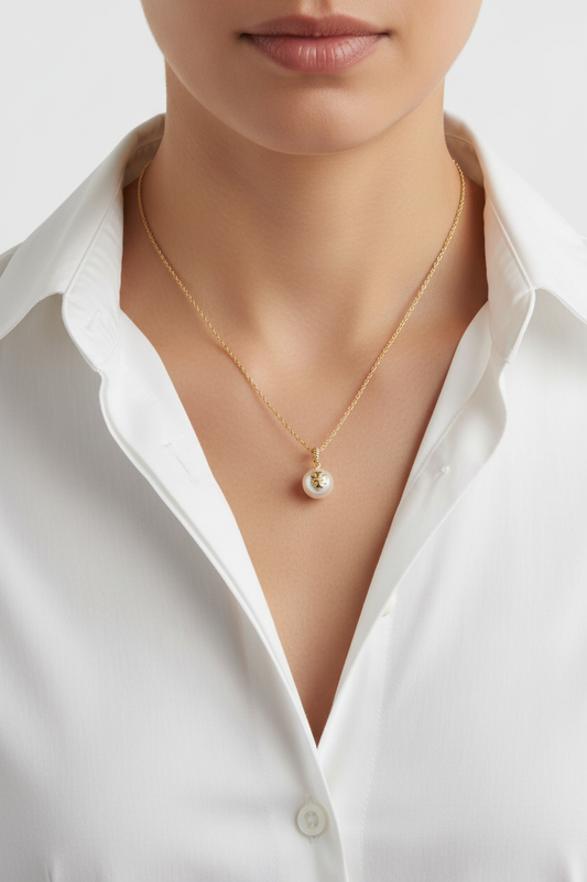 Tory Burch Pearl Necklace - editorial neckline