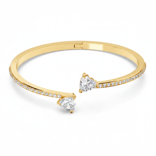 Swarovski Mesmera Bangle Heart White Gold-Tone Plated - white background