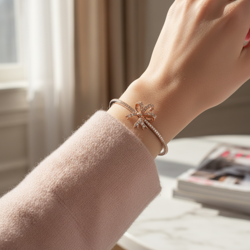 Swarovski Volta Bracelet blush lifestyle shot