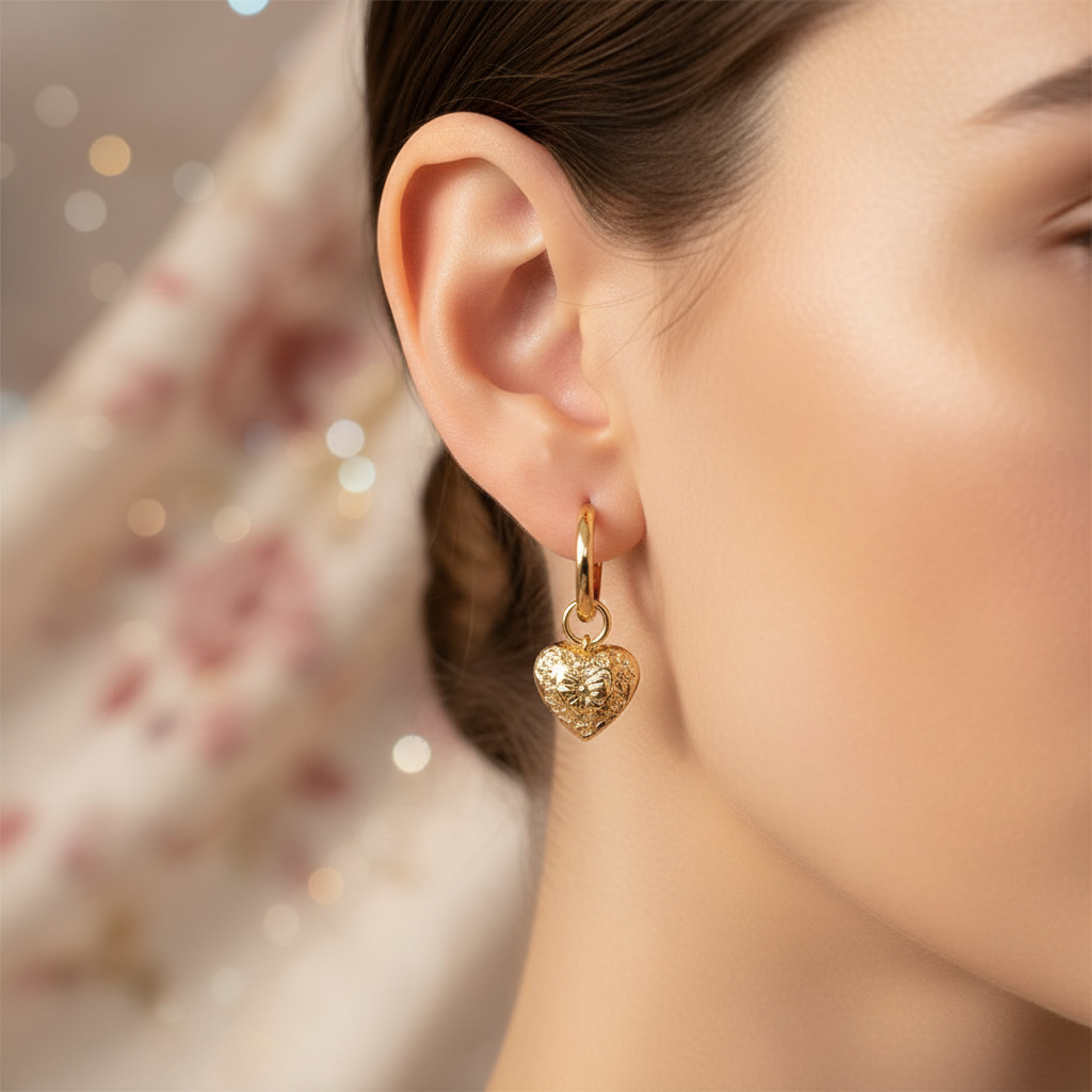 KS x LoveshackFancy Heart Huggies - on-ear editorial