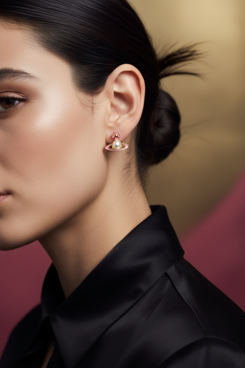 Vivienne Westwood Simonetta Earrings close-up on ear