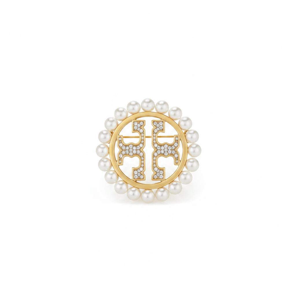 Tory Burch Miller Pave Pearl Brooch