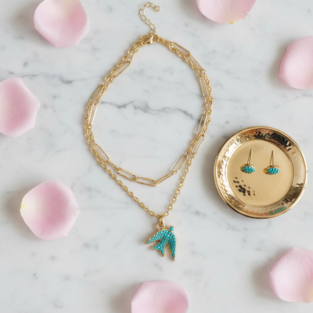 Kendra Scott Melody Bird Necklace - marble flat lay